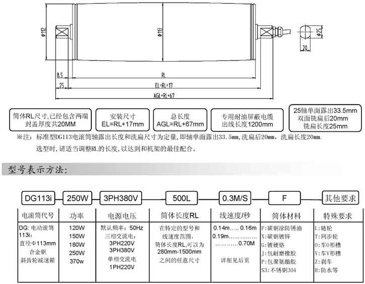 Φ113系列微型电动滚筒